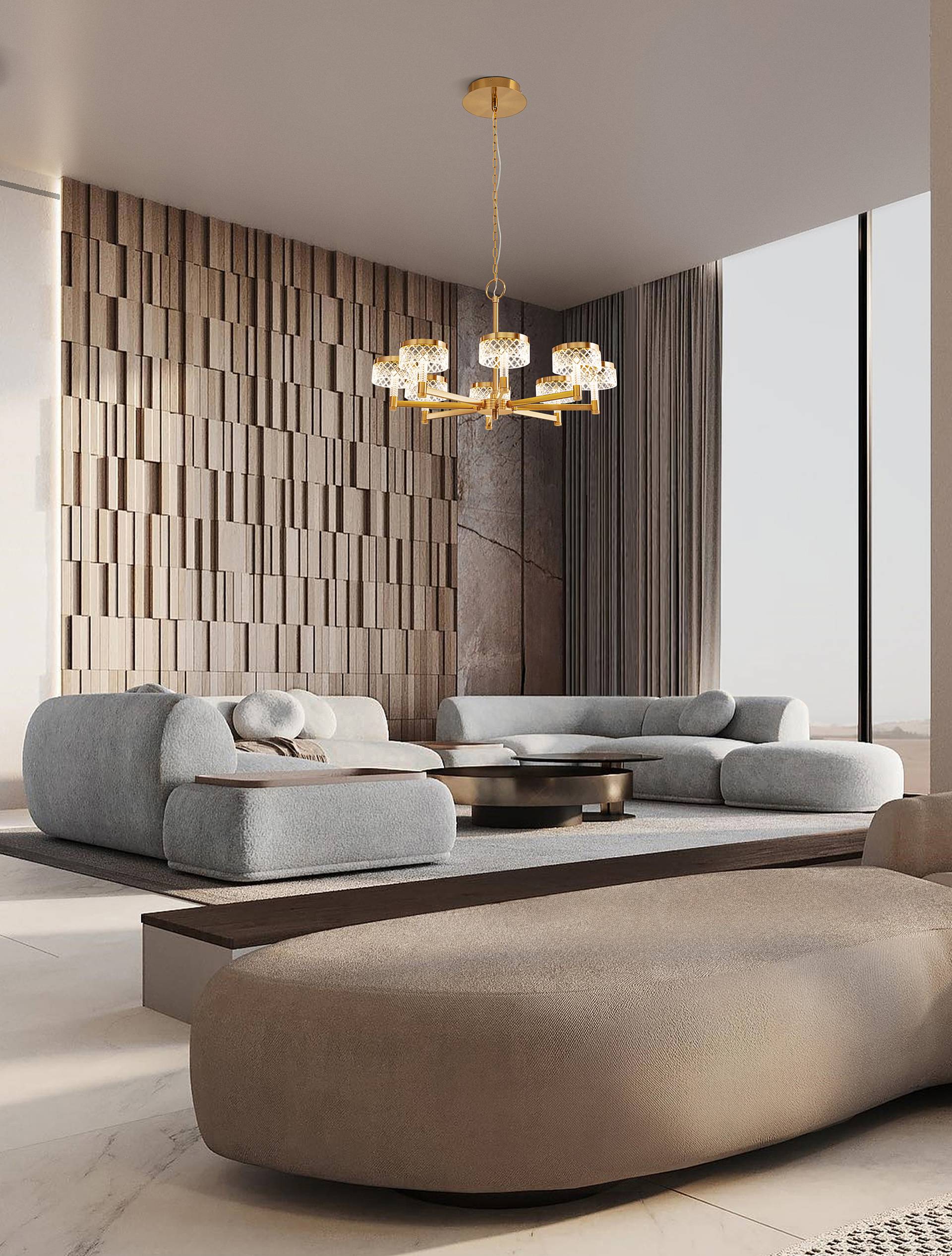 home24 Kronleuchter Bion Ø 81cm Gold/Gold 8 Kabel ABS, Fassung ABS, Baldachin Aluminium, Gehäuse Leuchte Aluminium Nicht austauschbare LEDs home24 Kronleuchter Bion Ø 81cm Gold/Gold 8 Kabel ABS, Fassung ABS, Baldachin Aluminium, Gehäuse Leuchte Aluminium Nicht austauschbare LEDs von home24