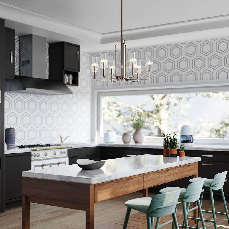 home24 Kronleuchter Kimrose 69 x 53 x 69cm Silber/Nickel Glanz Glasart: Klarglas Material: Glas, Metall Metallart: Stahl Oberfläche Metall: home24 Kronleuchter Kimrose 69 x 53 x 69cm Silber/Nickel Glanz Glasart: Klarglas Material: Glas, Metall Metallart: Stahl Oberfläche Metall: von home24