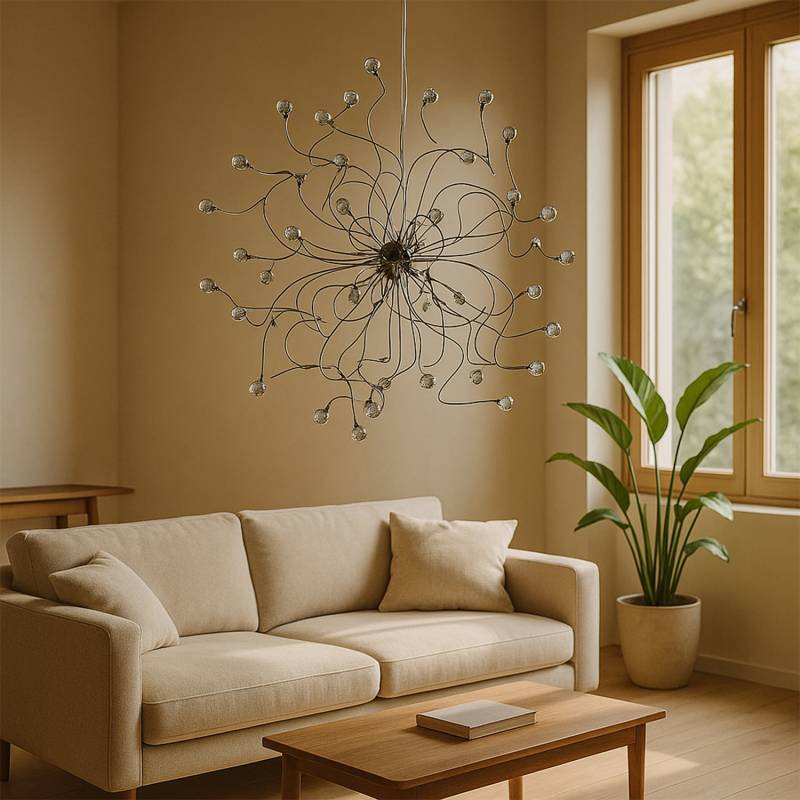 home24 Kronleuchter Trilly 60 x 150 x 60cm Silber Glasart: Kristallglas Material: Glas, Metall Metallart: Eisen Oberfläche Metall: Lackiert E14 von home24