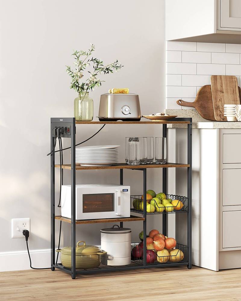 home24 Küchenregal Jamban mit Steckdose 80 x 94 x 35cm Schwarz/Braun home24 Küchenregal Jamban mit Steckdose 80 x 94 x 35cm Schwarz/Braun von home24