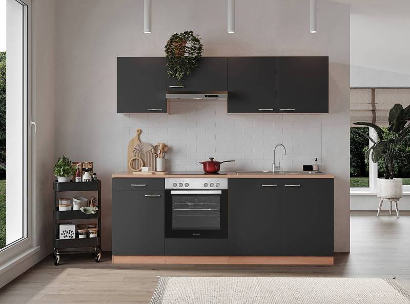 home24 Küchenzeile Gerda 210cm Braun/Grau/Grau/Buche Glaskeramik home24 Küchenzeile Gerda 210cm Braun/Grau/Grau/Buche Glaskeramik von home24