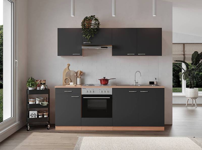 home24 Küchenzeile Gerda 210cm Braun/Grau/Grau/Buche Kochplatte home24 Küchenzeile Gerda 210cm Braun/Grau/Grau/Buche Kochplatte von home24