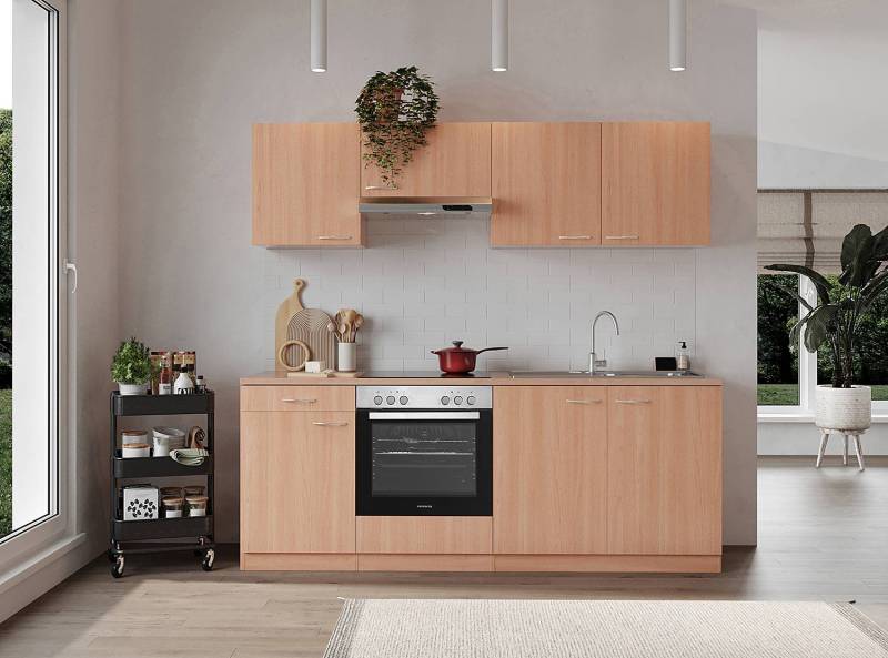 home24 Küchenzeile Gerda 210cm Holz/Buche Dekor Glaskeramik home24 Küchenzeile Gerda 210cm Holz/Buche Dekor Glaskeramik von home24