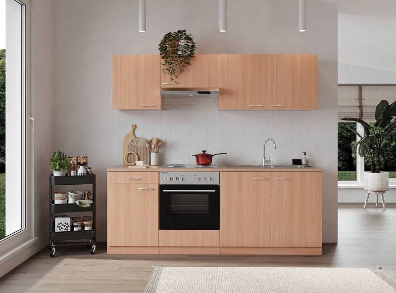 home24 Küchenzeile Gerda 210cm Holz/Buche Dekor Kochplatte home24 Küchenzeile Gerda 210cm Holz/Buche Dekor Kochplatte von home24