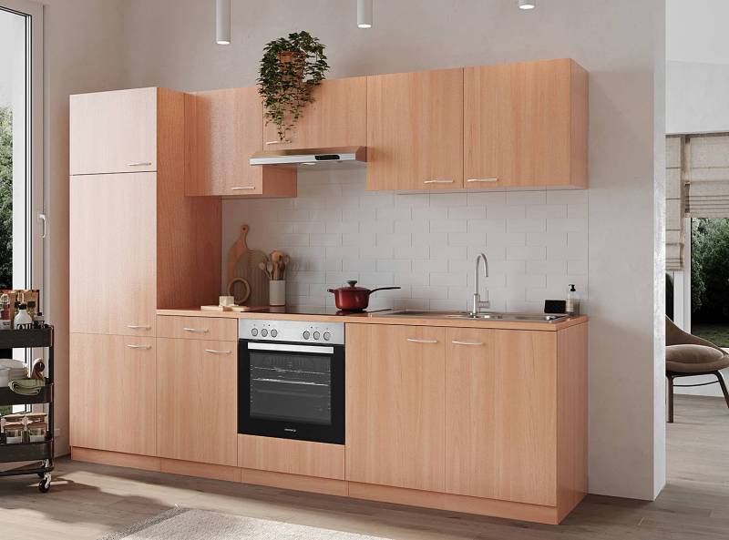 home24 Küchenzeile Gerda 270cm Holz/Buche Dekor Glaskeramik home24 Küchenzeile Gerda 270cm Holz/Buche Dekor Glaskeramik von home24