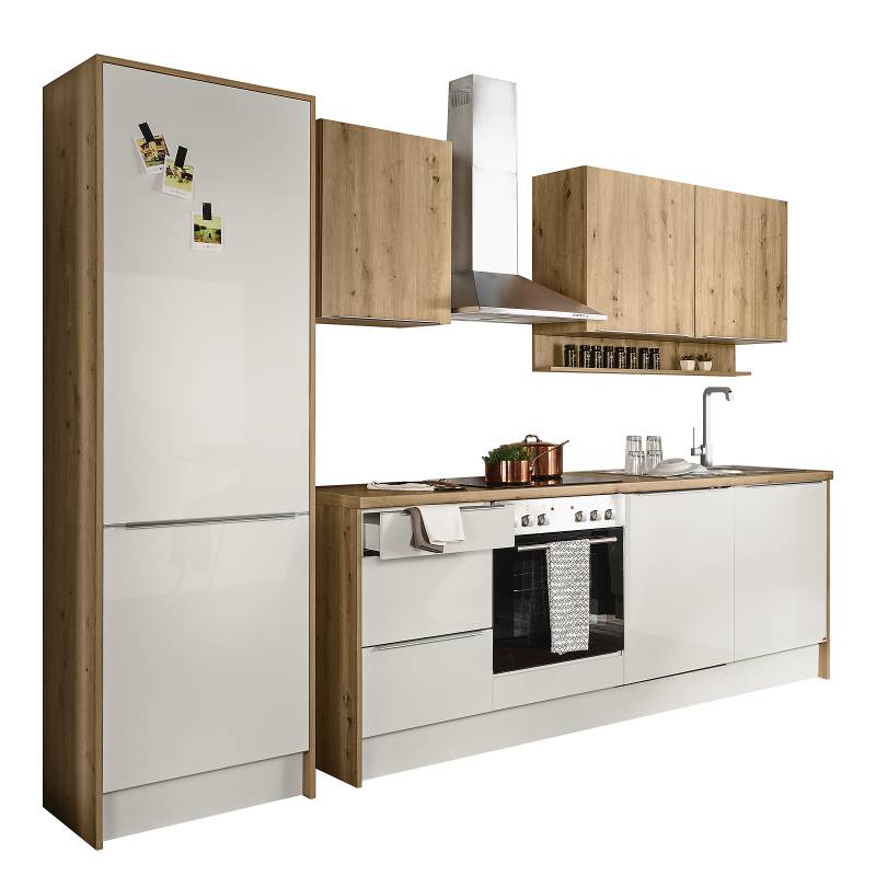 home24 Küchenzeile Nashville 300 cm breit 300 x 211 x 60cm Weiß von home24
