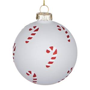 home24 Weihnachtskugel Candy Cane Ø 8cm Grau/Lichtgrau von home24