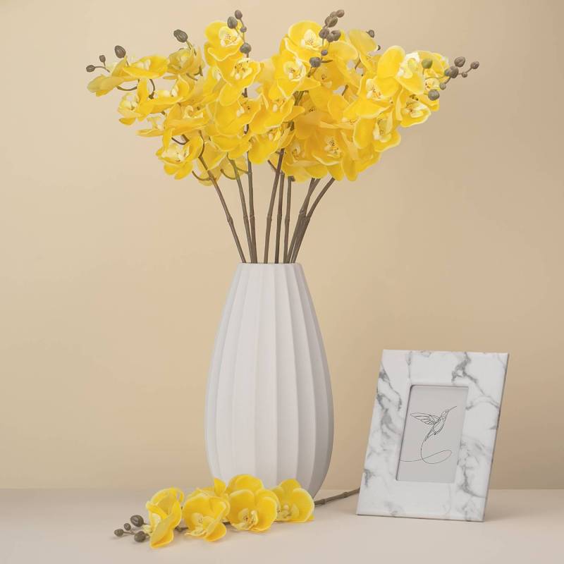 home24 Kunstblume Aleni 10er-Set 25 x 76 x 25cm Gelb von home24