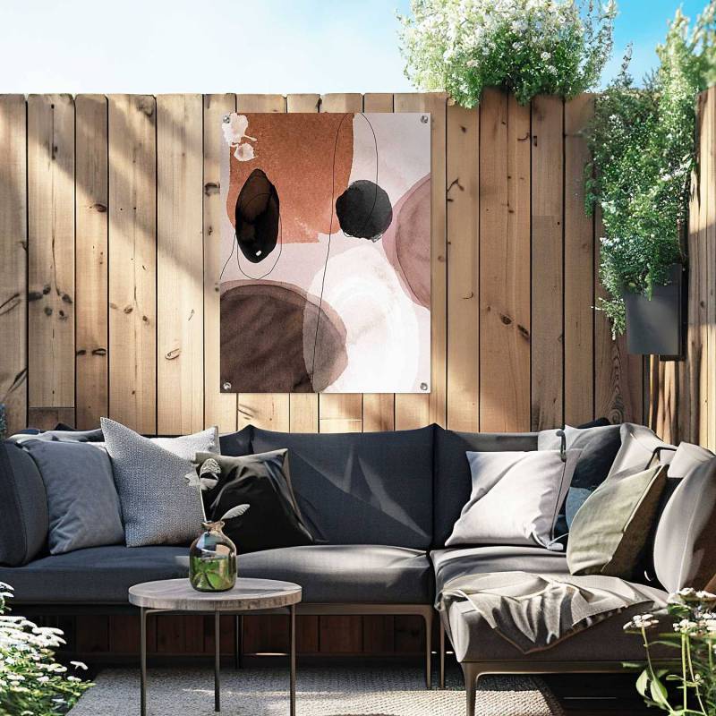 home24 Outdoor-Poster Abstrakte Formen PVC Braun/Braun 60 x 80 x 0cm von home24