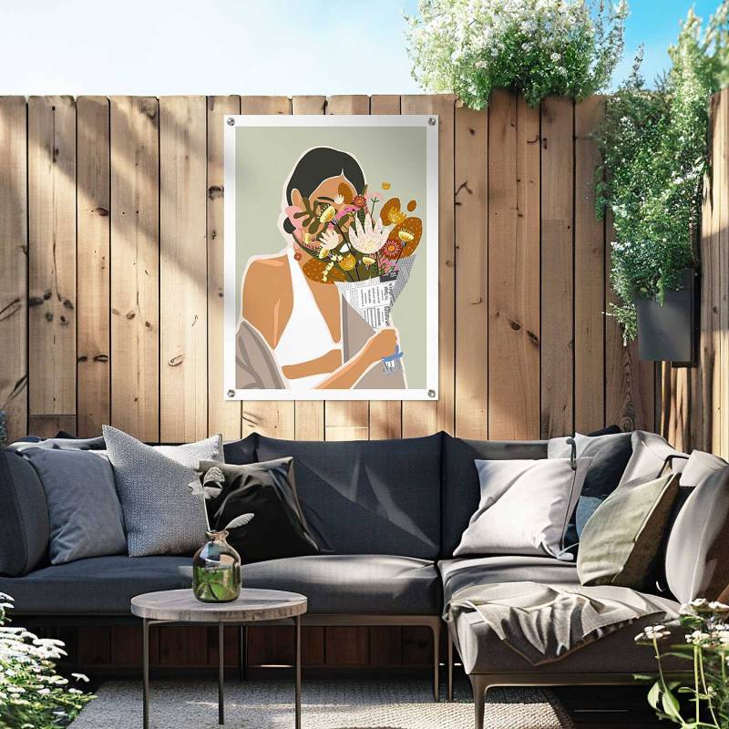 home24 Outdoor-Poster Blumenstrauß PVC Multicolor/Multicolor 60 x 80 x 0cm von home24