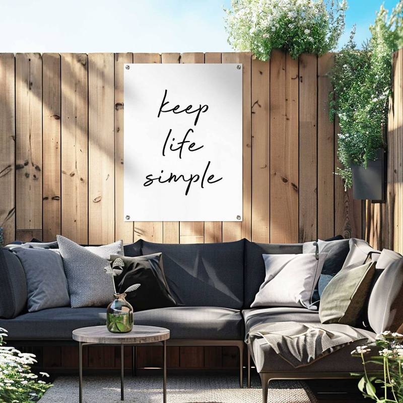 home24 Outdoor-Poster Keep life simple PVC Schwarz/Schwarz 60 x 80 x 0cm von home24