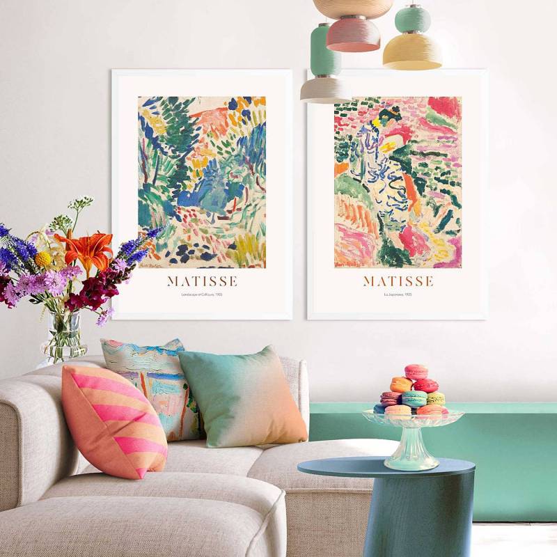 home24 Kunstdruck-Set Matisse Gärten 2-teilig Gerahmtes Holzbild, beschichtet Multicolor/Multicolor von home24