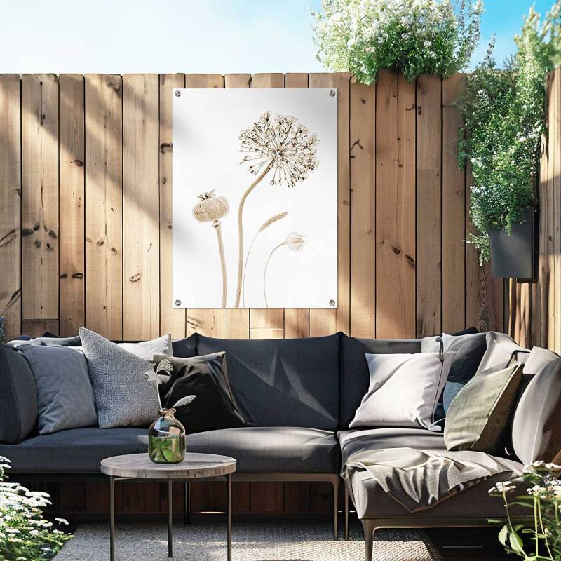 home24 Outdoor-Poster Trockenblumen PVC Beige/Beige 60 x 80 x 0cm von home24