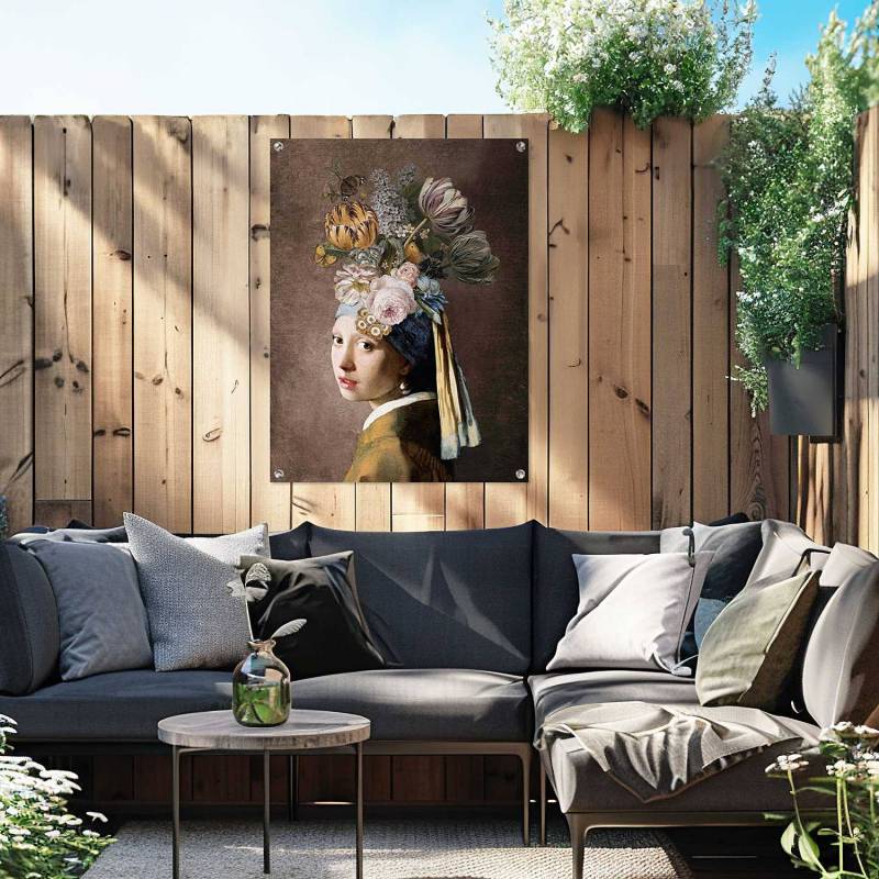 home24 Outdoor-Poster Vermeer Blumenmädchen PVC Multicolor/Multicolor 60 x 80 x 0cm von home24