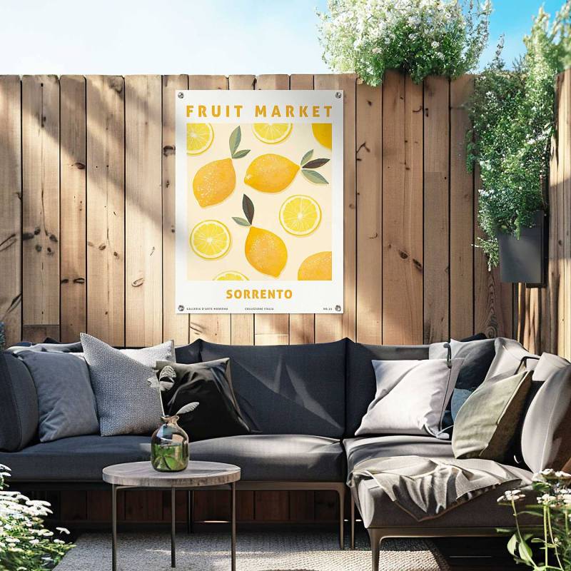 home24 Outdoor-Poster Zitronen PVC Gelb/Gelb 60 x 80 x 0cm von home24