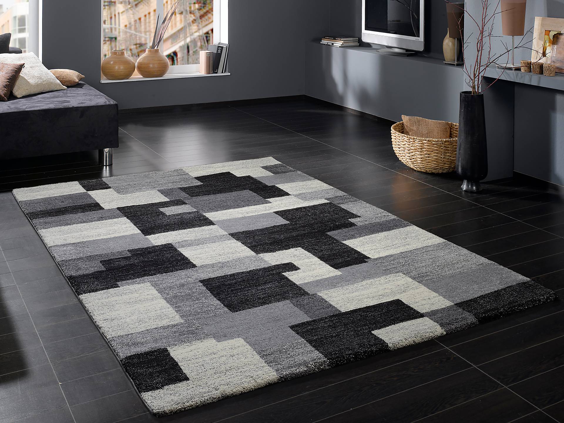 home24 Kurzflorteppich Lively Orbit Schwarz/Grau/Schwarz/Grau 200 x 290cm Polypropylen home24 Kurzflorteppich Lively Orbit Schwarz/Grau/Schwarz/Grau 200 x 290cm Polypropylen von home24