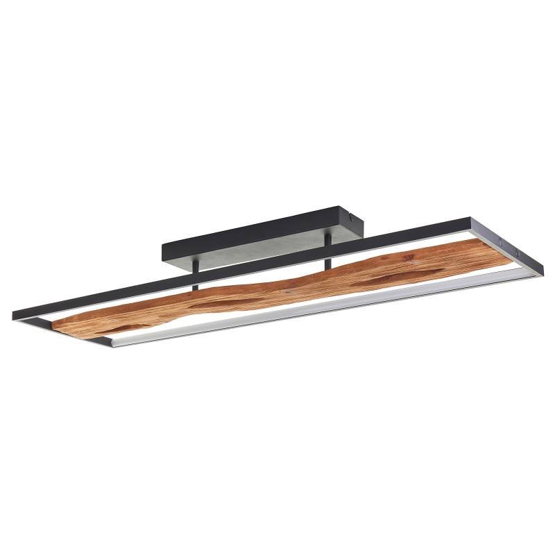 home24 LED-Deckenleuchte 100 x 14 x 30cm Schwarz/Braun Eisen, lackiert br>Acrylglas LED LED-Platine von home24