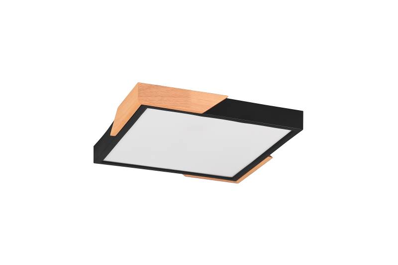 home24 LED-Deckenleuchte 32 x 3 x 32cm Schwarz/Schwarz Polycarbonat Gummibaum, lackiert LED LED-Platine von home24