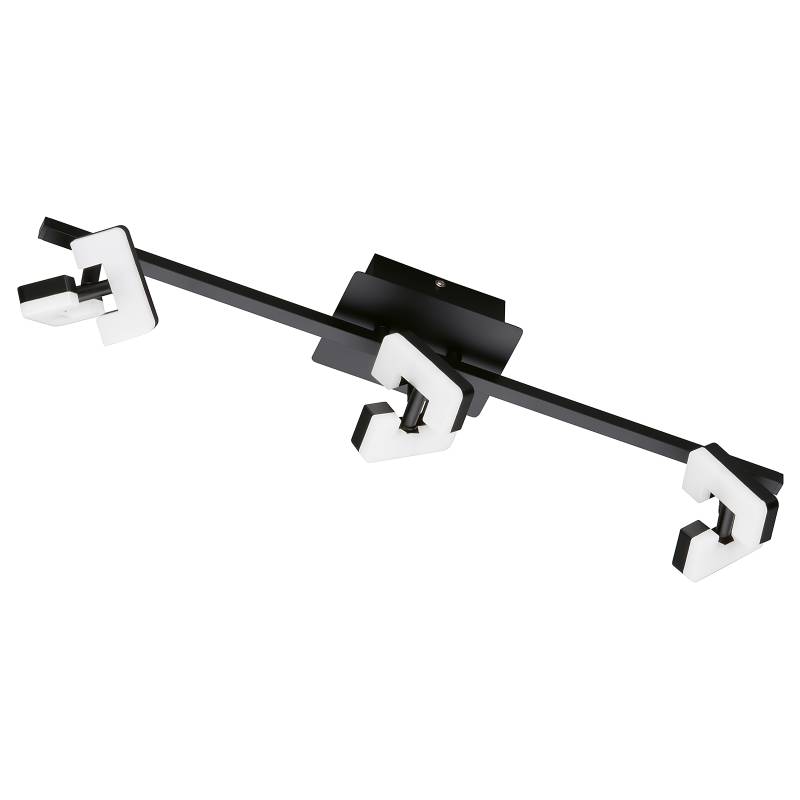 home24 LED-Deckenleuchte 60 x 10 x 13cm Schwarz 3 Eisen, lackiert Acrylglas LED-Platine von home24
