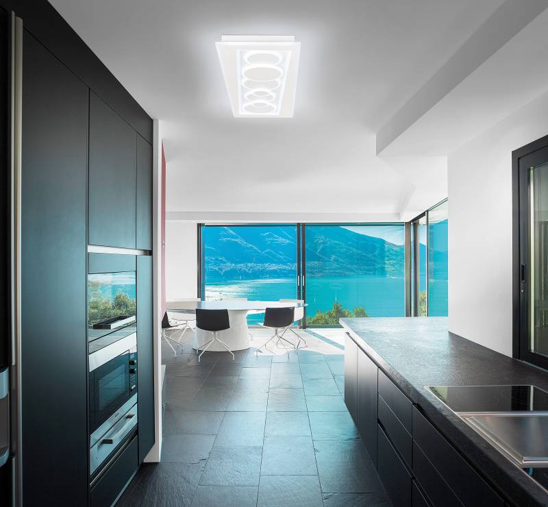 home24 LED-Deckenleuchte 90cm Weiß Eisen, lackiert Acrylglas LED-Platine von home24