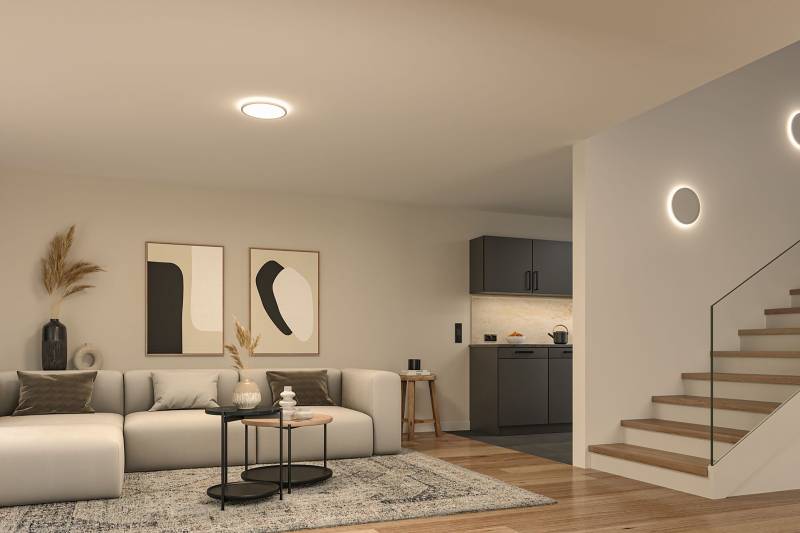 home24 LED-Deckenleuchte Sep Switch Ø 29cm Weiß Polycarbonat LED LED-Platine von home24