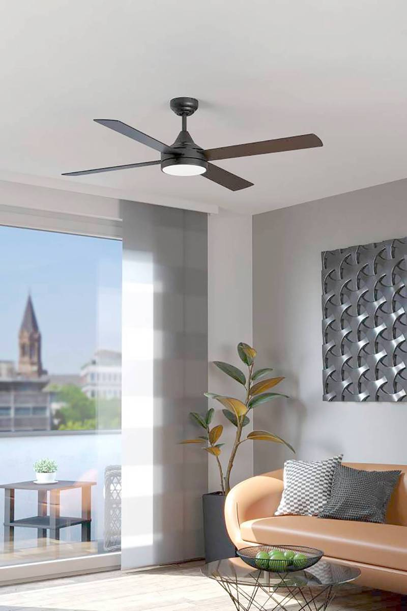 home24 LED-Deckenventilator 33cm Grau von home24
