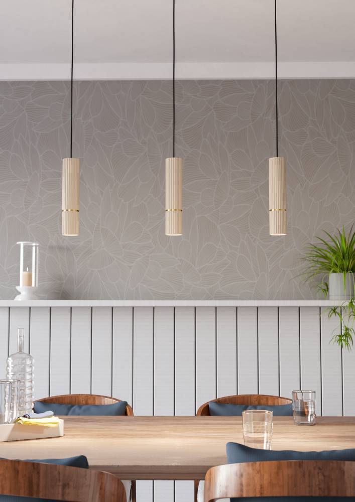 home24 LED-Pendelleuchte Caminia Typ B 77 x 110 x 9cm Beige Material: Metall Metallart: Stahl Oberfläche Metall: Lackiert LED GU10 von home24