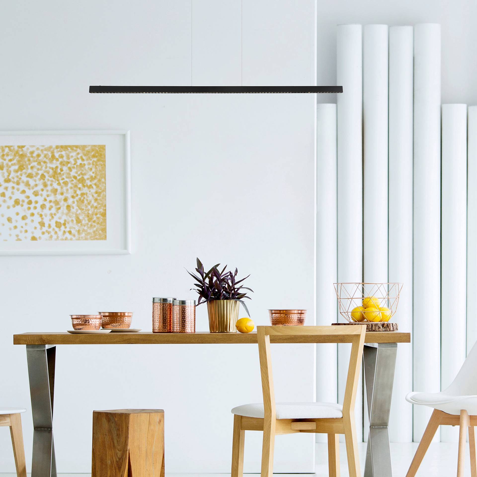 home24 LED-Pendelleuchte Dentsy Typ A 9 x 120 x 150cm Schwarz Material: Metall Metallart: Eisen Oberfläche Metall: Lackiert Nicht austauschbare LEDs home24 LED-Pendelleuchte Dentsy Typ A 9 x 120 x 150cm Schwarz Material: Metall Metallart: Eisen Oberfläche Metall: Lackiert Nicht austauschbare LEDs von home24