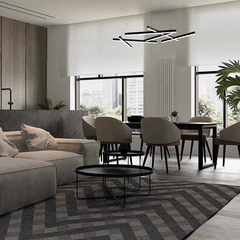 home24 LED-Pendelleuchte Line Typ C 66 x 120 x 101cm Schwarz Aluminium LED LED-Platine von home24