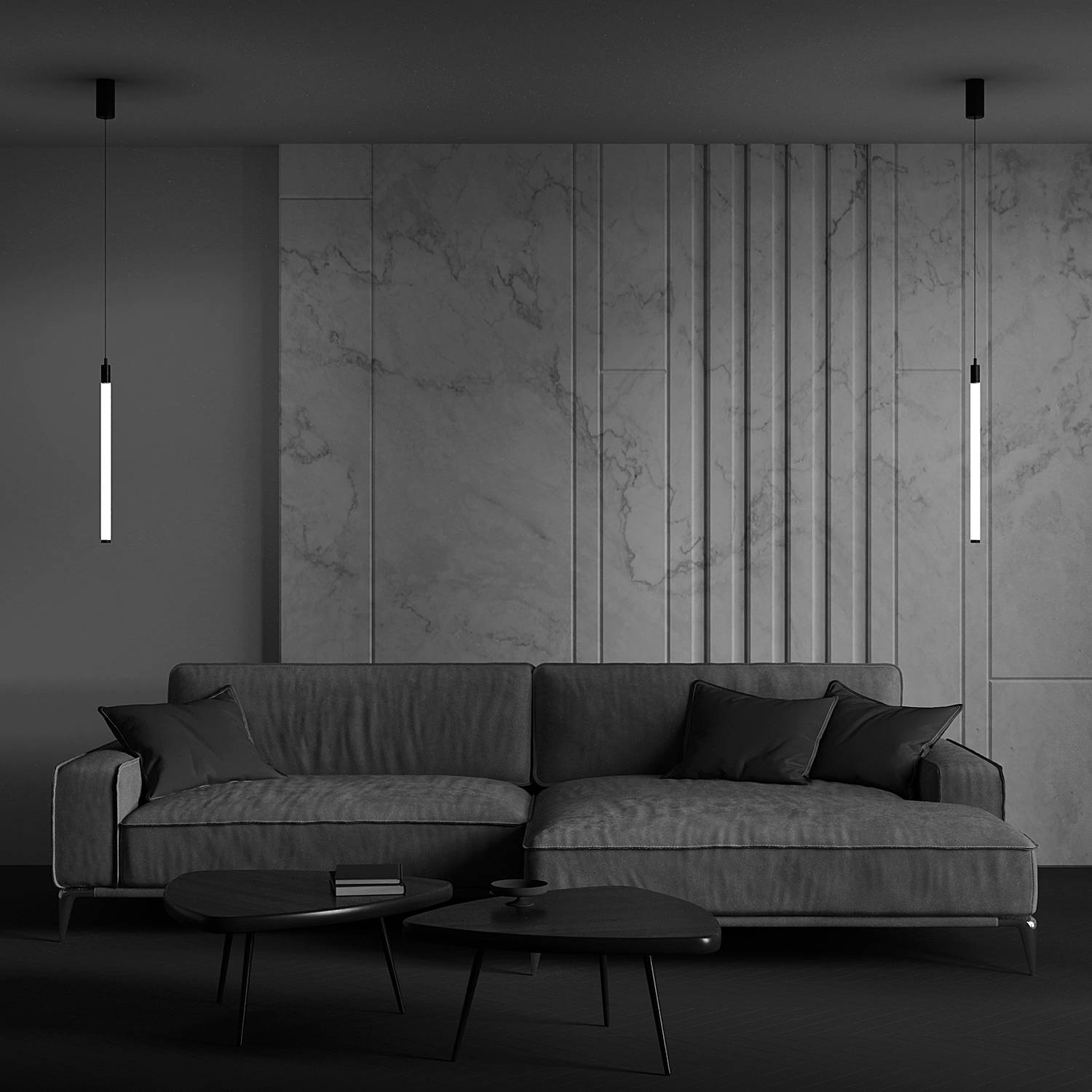 home24 LED-Pendelleuchte Ray Typ A Ø 3cm Schwarz Aluminium / Kunststoff LED LED-Platine von home24