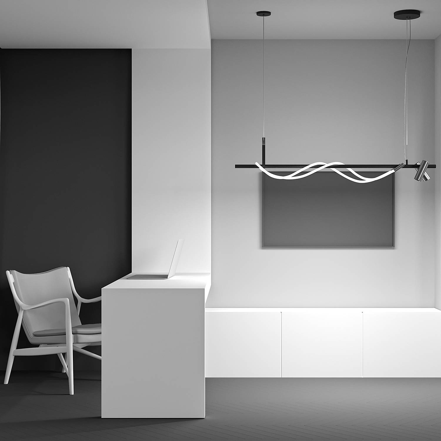 home24 LED-Pendelleuchte Tau 18 x 150 x 140cm Schwarz Aluminium / Silikon LED LED-Platine home24 LED-Pendelleuchte Tau 18 x 150 x 140cm Schwarz Aluminium / Silikon LED LED-Platine von home24