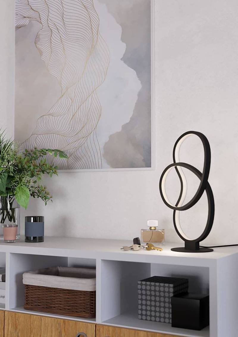 home24 LED-Tischleuchte Gianella 14 x 40 x 22cm Schwarz Kunststoffart: Polycarbonat Material: Metall, Kunststoff Metallart: Stahl Oberfläche Metall: von home24