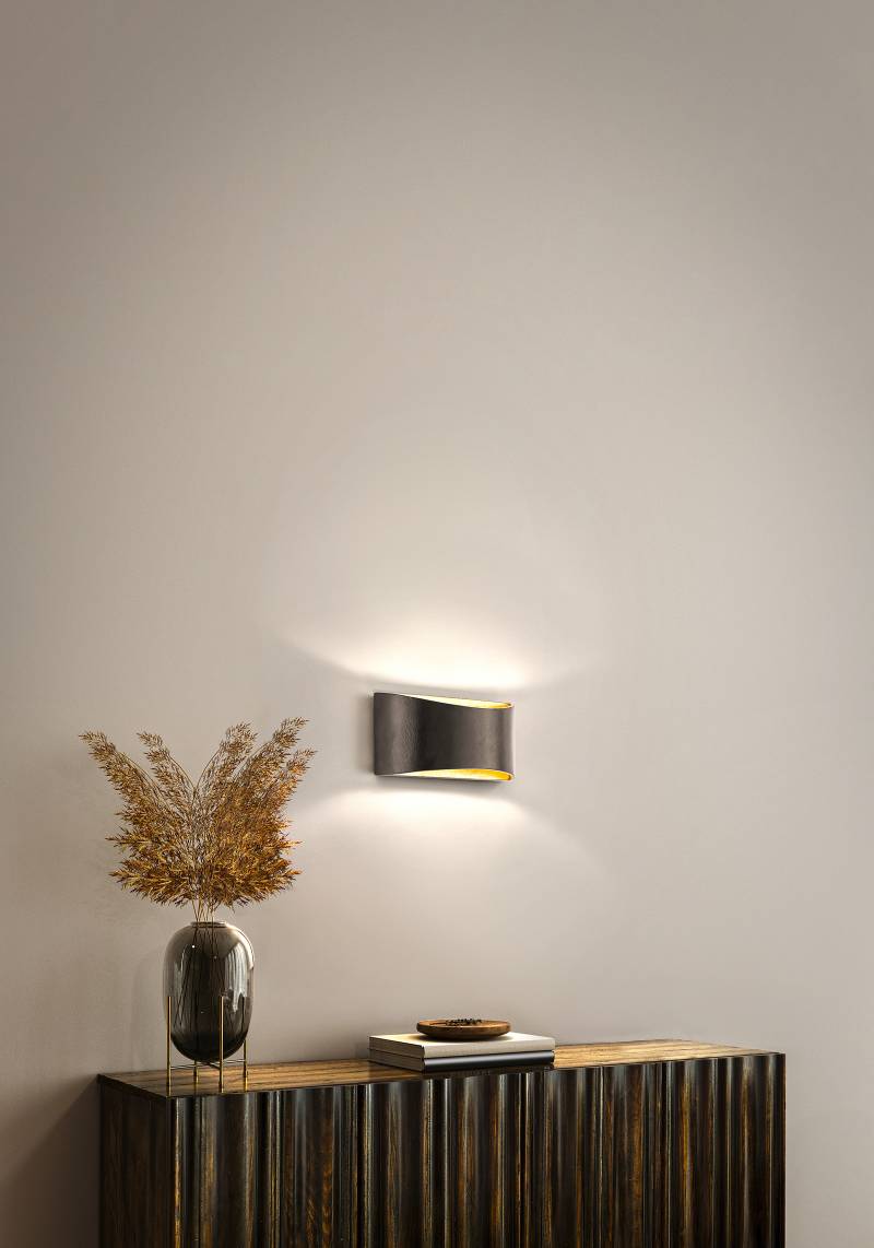 home24 LED-Wandleuchte 30 x 14 x 10cm Schwarz Eisen, lackiert LED-Platine von home24