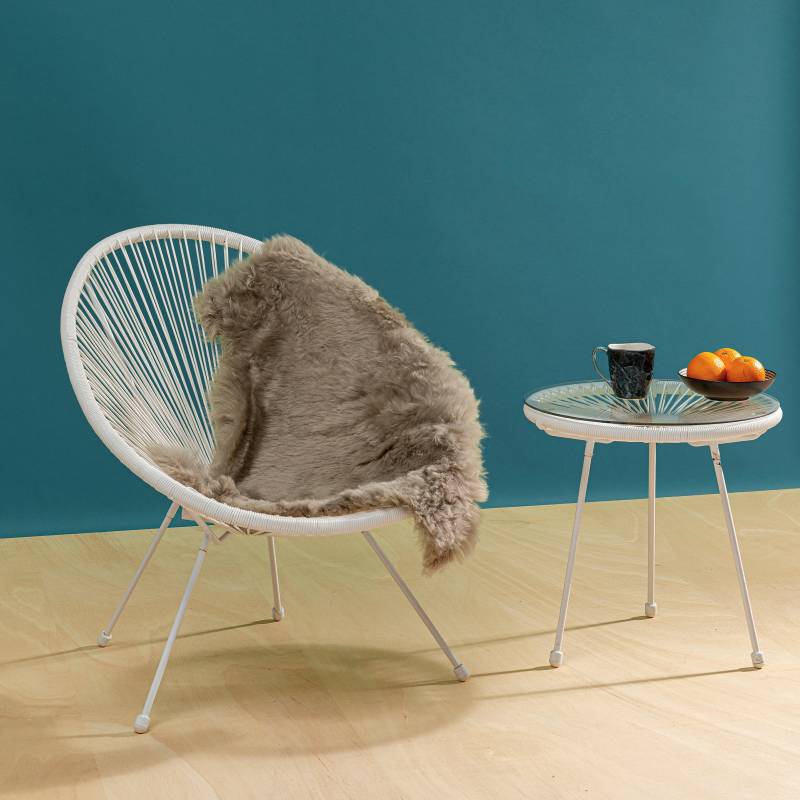 home24 Lammfell Heidi Grau/Lichtgrau 85 x 4 x 65cm Lammfell von home24