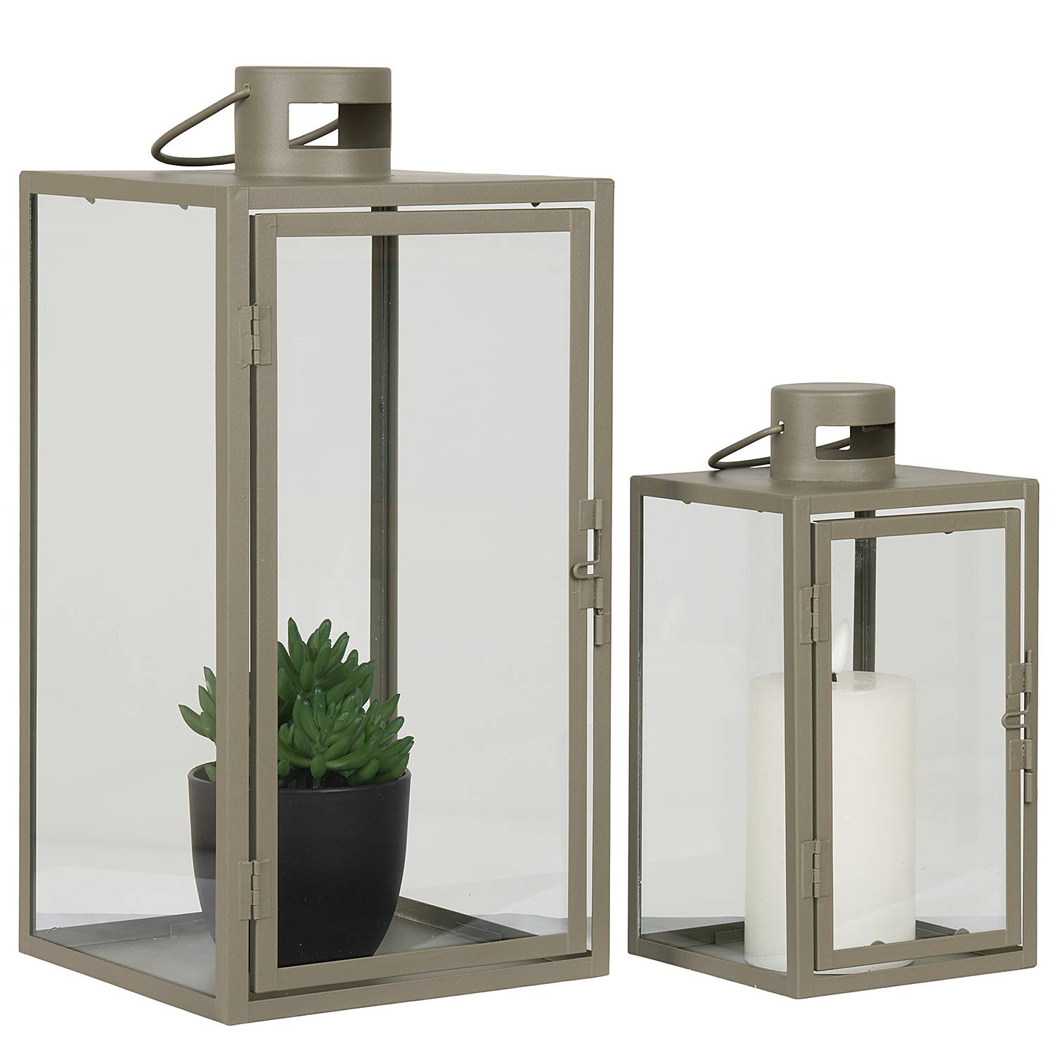 home24 Laterne Kumla (2-teilig) 20 x 40 x 20cm Grau / Grün von home24