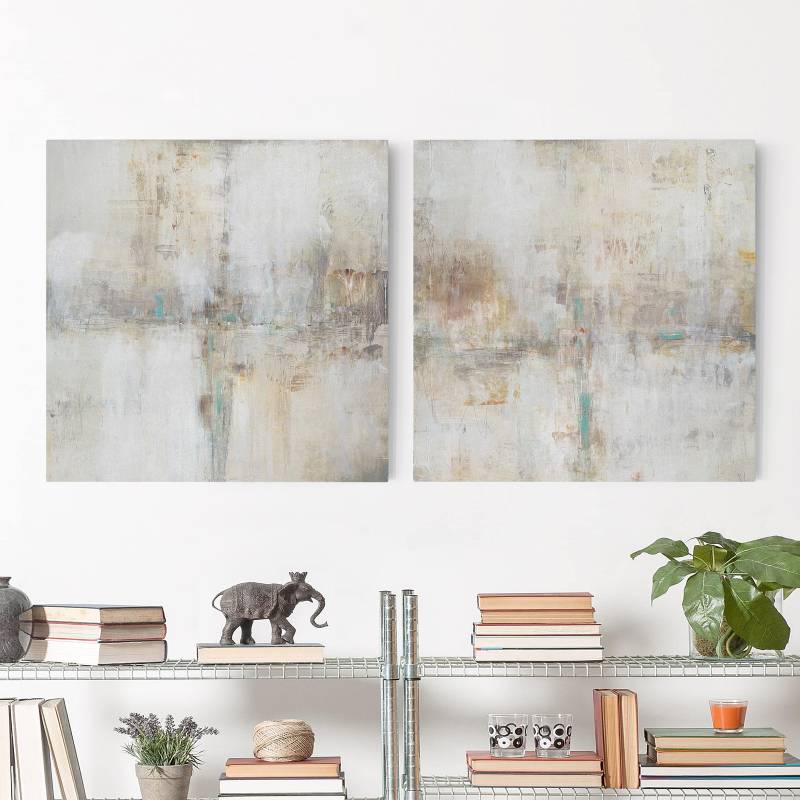 home24 Leinwandbild Essenz Set I 2-teilig Polyester Grau 200 x 100cm von home24