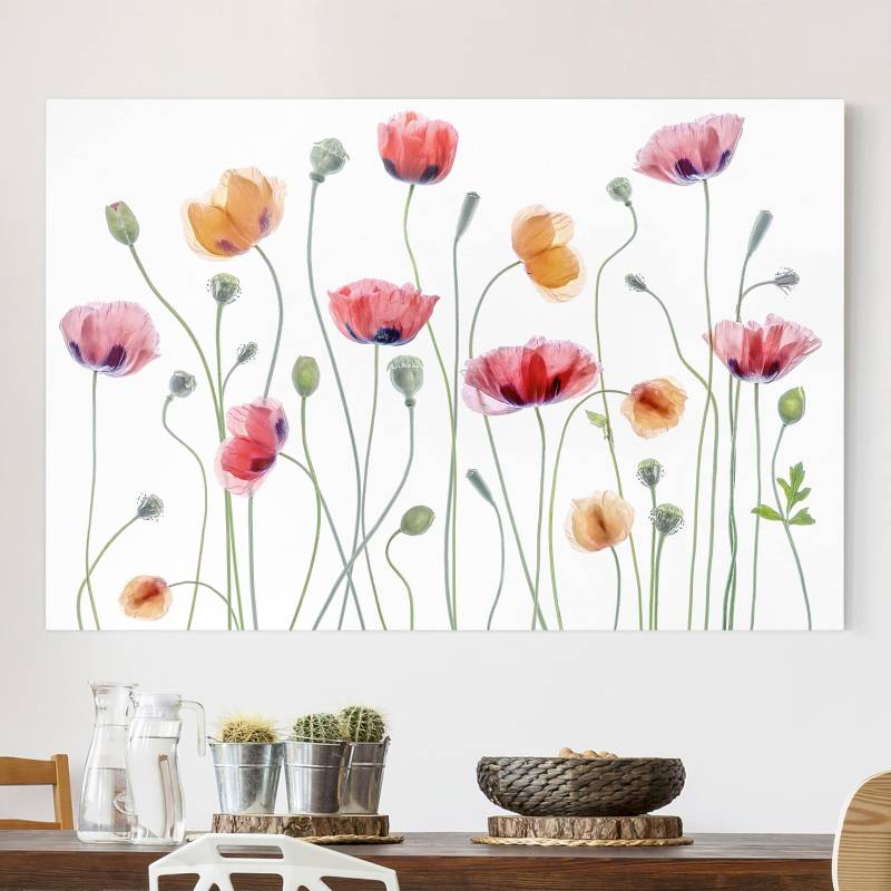 home24 Leinwandbild Klatschmohn Party Polyester Weiß 180 x 120cm von home24