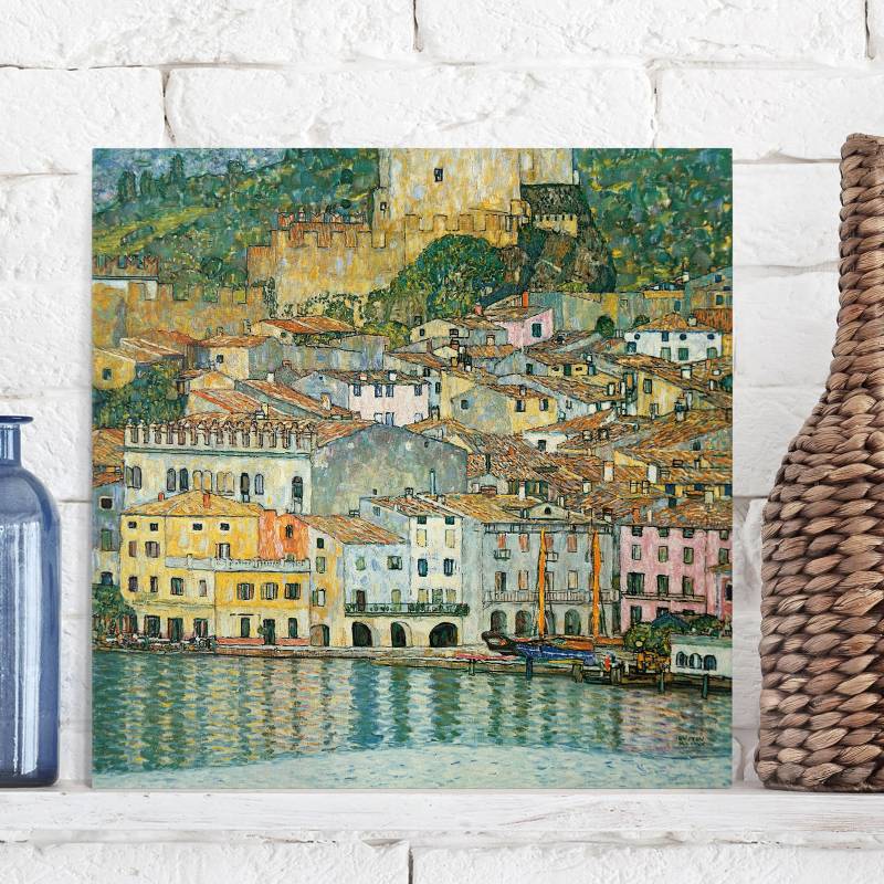 home24 Leinwandbild Malcesine am Gardasee Polyester Multicolor 120 x 120cm von home24