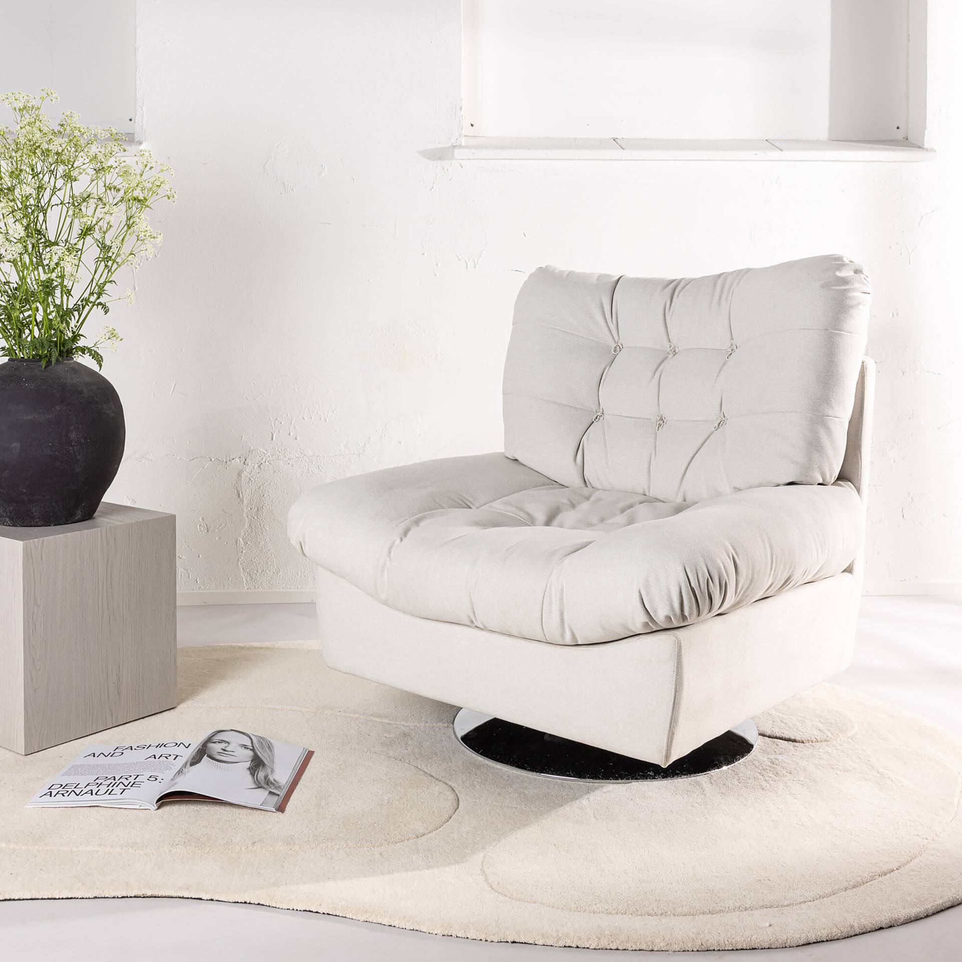 home24 Loungesessel Florens Weiß Webstoff 105 x 108 x 104cm home24 Loungesessel Florens Weiß Webstoff 105 x 108 x 104cm von home24