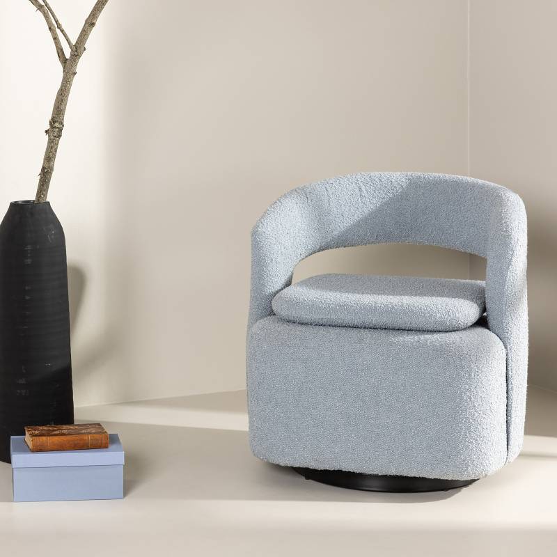 home24 Loungesessel Laurel Blau/Babyblau Webstoff 69 x 75 x 72cm von home24