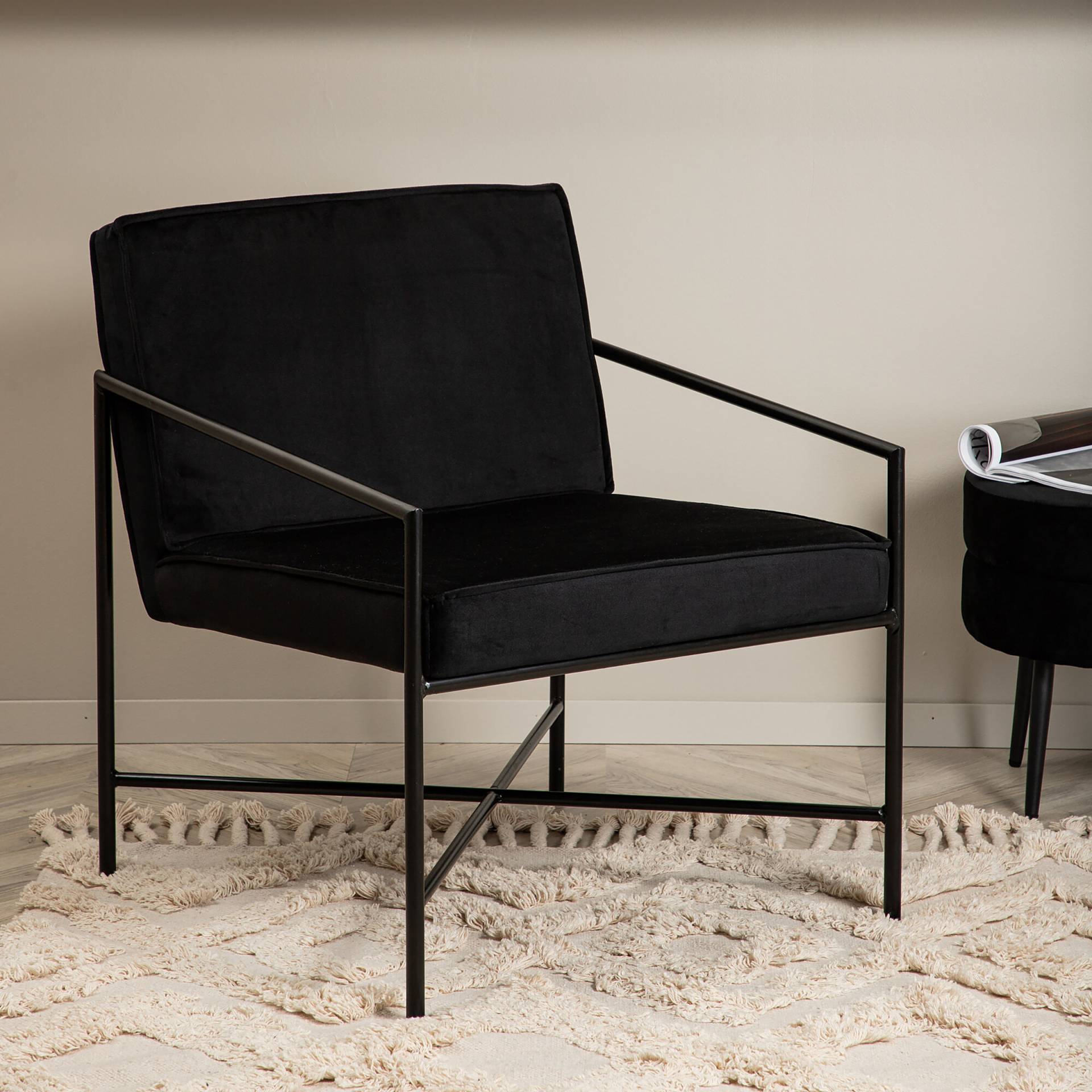 home24 Loungesessel Rakel Schwarz/Schwarz Samt 65 x 78 x 72cm home24 Loungesessel Rakel Schwarz/Schwarz Samt 65 x 78 x 72cm von home24