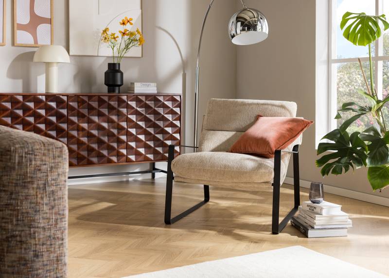 home24 Loungesessel Rusele Beige/Beige Chenille Ipek 76 x 76 x 81cm von home24