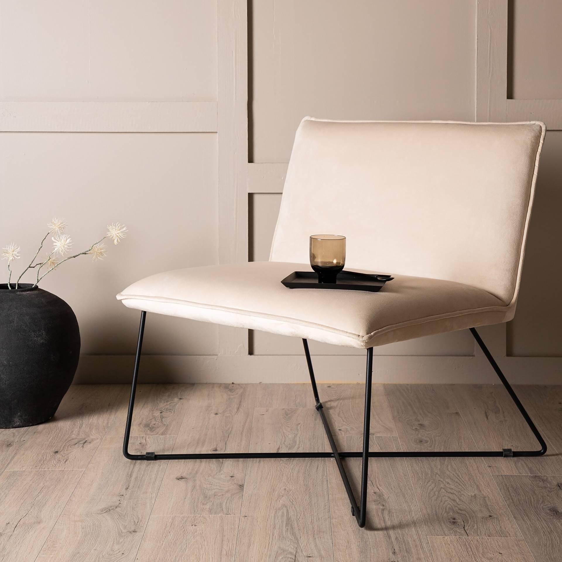 home24 Loungesessel X-Lounge Beige/Weiß Samt 62 x 83 x 72cm home24 Loungesessel X-Lounge Beige/Weiß Samt 62 x 83 x 72cm von home24