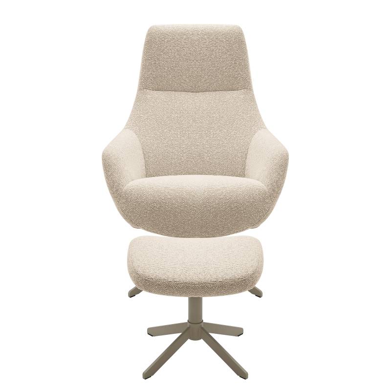 home24 Loungesessel GUS mit Hocker Beige Strukturstoff Libia Beige 76 x 100 x 81cm von home24