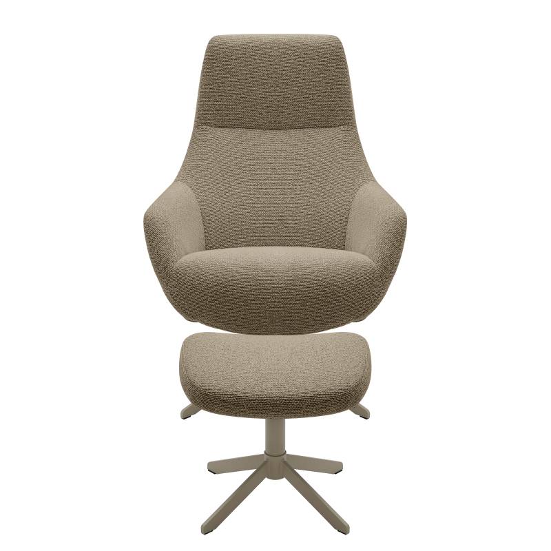 home24 Loungesessel GUS mit Hocker Beige Strukturstoff Libia Beige 76 x 100 x 81cm von home24