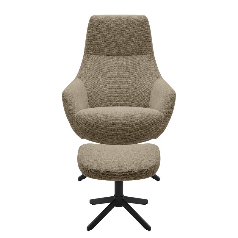 home24 Loungesessel GUS mit Hocker Schwarz Strukturstoff Libia Schwarz 76 x 100 x 81cm von home24