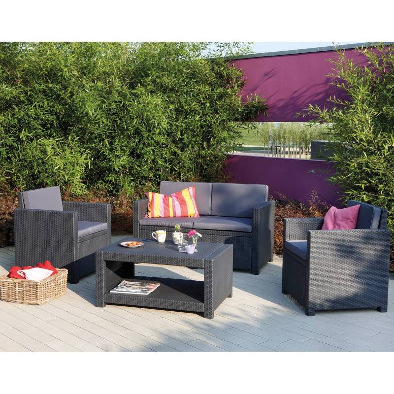 home24 Loungeset Monaco 4-teilig Grau von home24