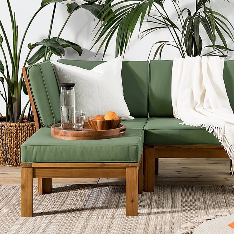 home24 Loungesofa 4-teilig 202 x 73 x 131cm Braun/Grün/Helles Olivgrün von home24