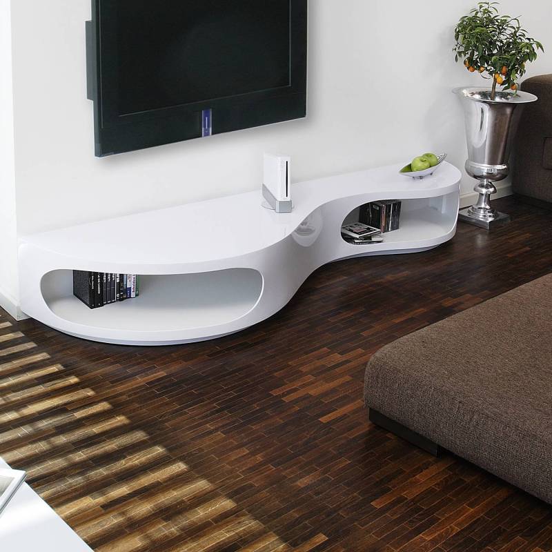 home24 Lowboard Toukley MDF Mitteldichte Holzfaserplatte , lackiert Weiß/Hochglanz Weiß 200 x 30 x 50cm von home24
