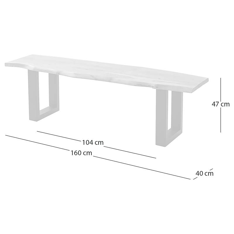 home24 Massive Baumkanten-Sitzbank 160cm Braun/Akazie Braun U-Form Weiß von home24